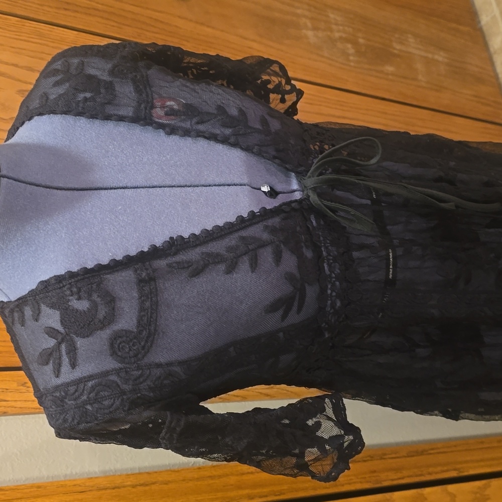 Black Lace Front Tie Coverup